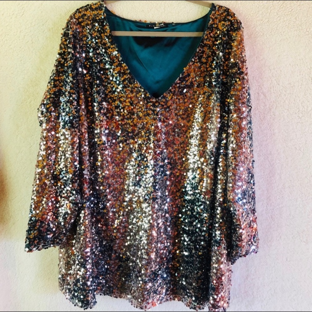 Elie Tahari sequined long sleeve tunic